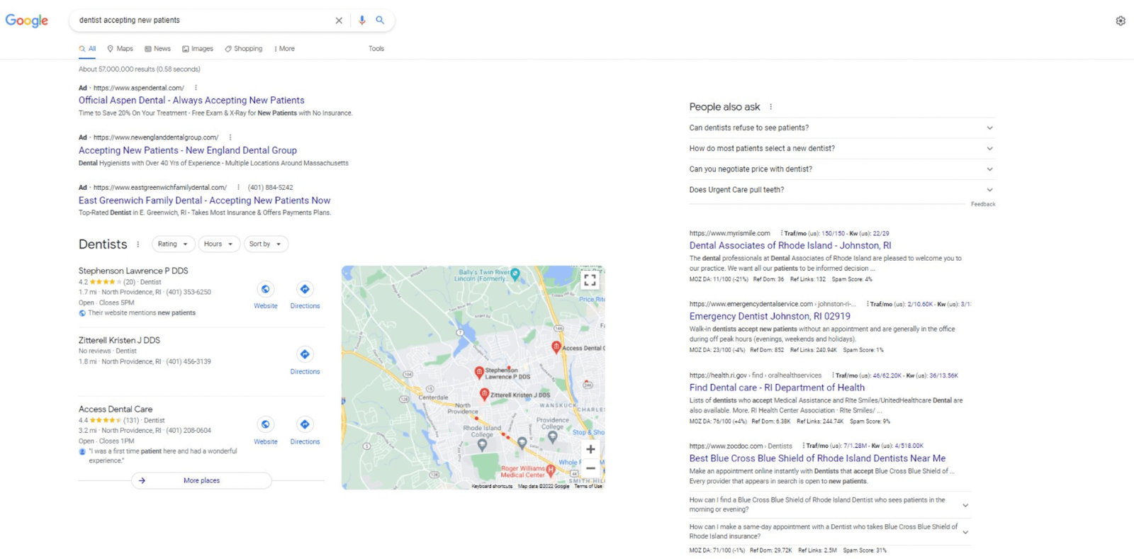 Zoekresultatenpagina - advertenties links van de organische resultaten